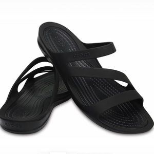 CROCS swiftwater black sandals NWT